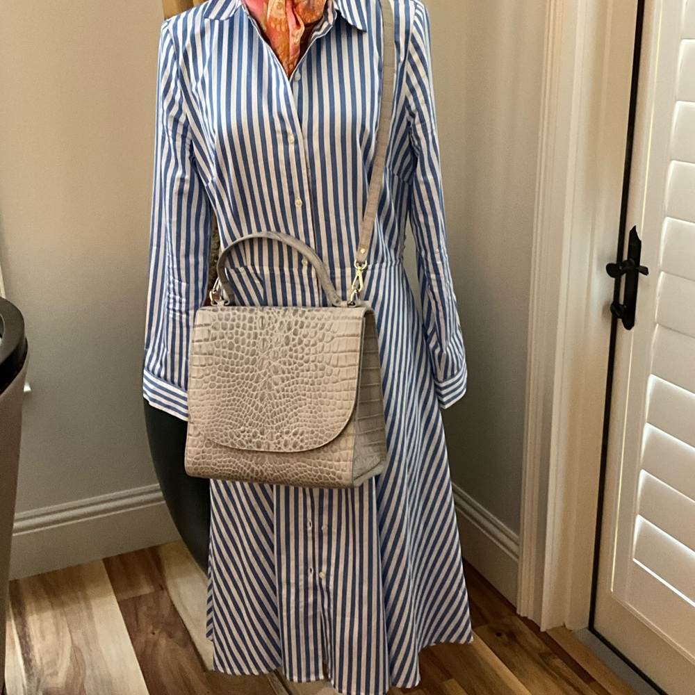 Saks Fifth Avenue Croc Embossed Leather Crossbody Bag - NWT
